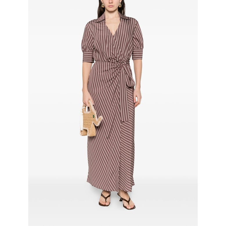 brown striped pattern dress by Selfnex