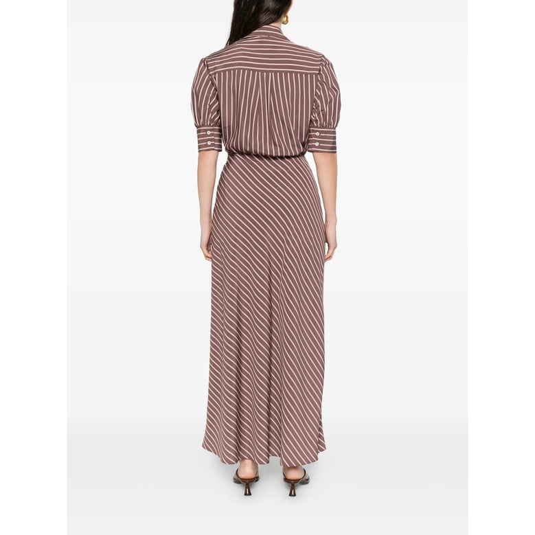 brown striped pattern dress by Selfnex