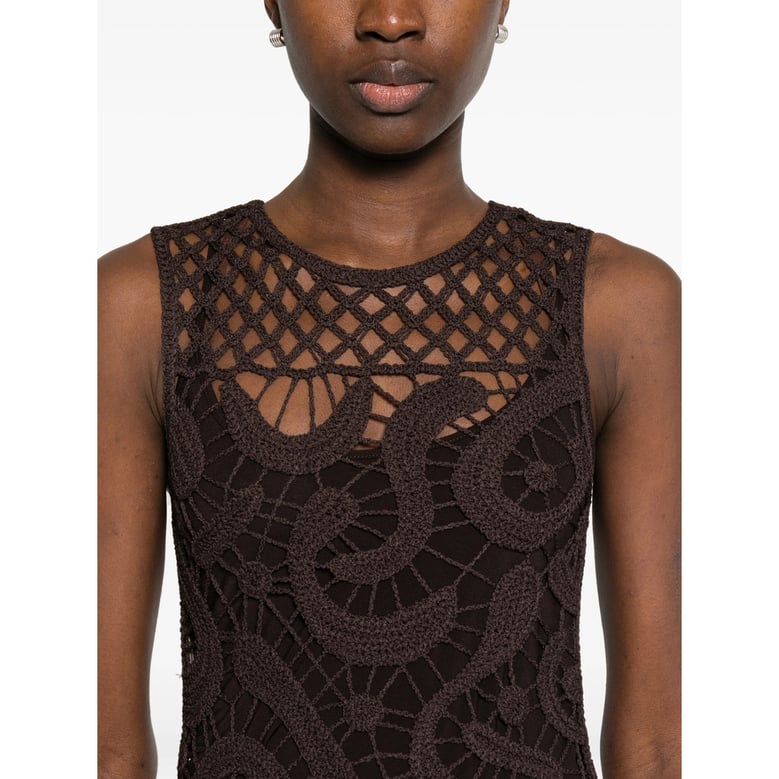 dress brown crochet detail by Selfnex