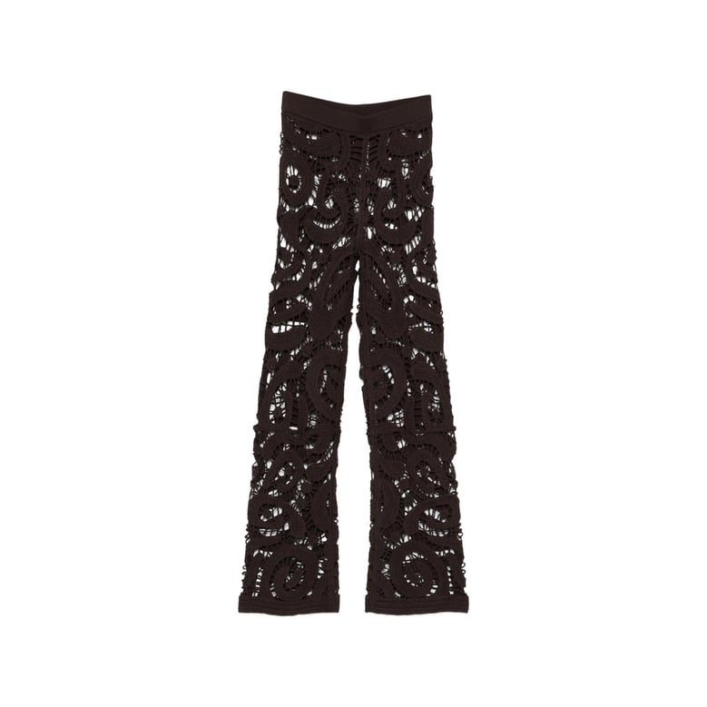 crochet knit elasticated waistband trousers by Selfnex