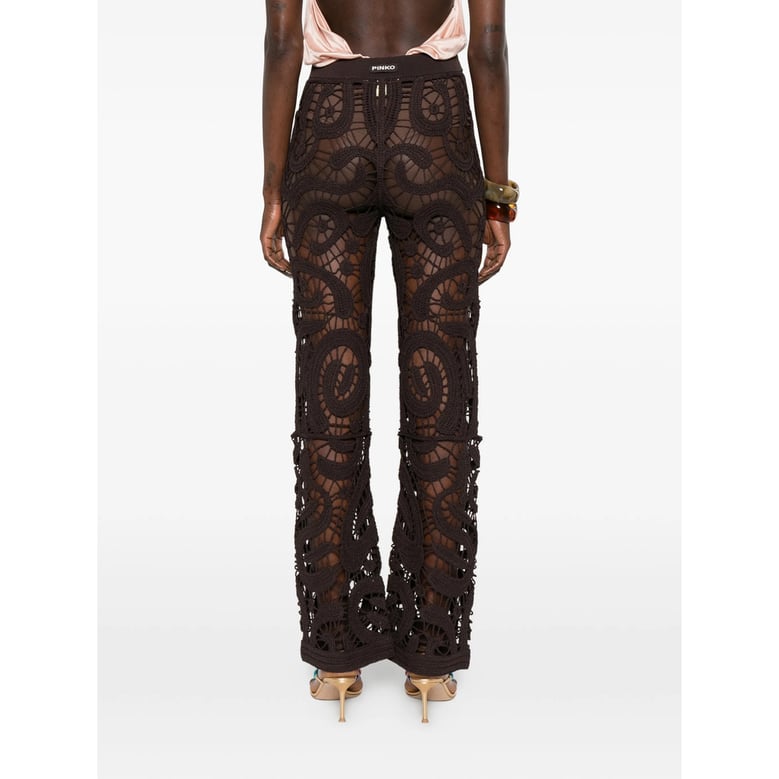 crochet knit elasticated waistband trousers by Selfnex