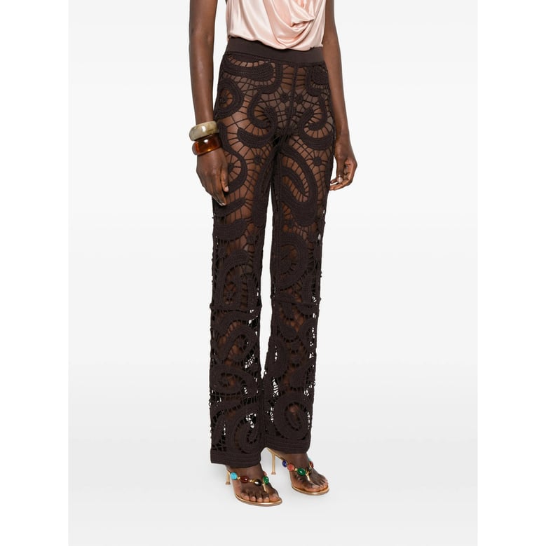 crochet knit elasticated waistband trousers by Selfnex