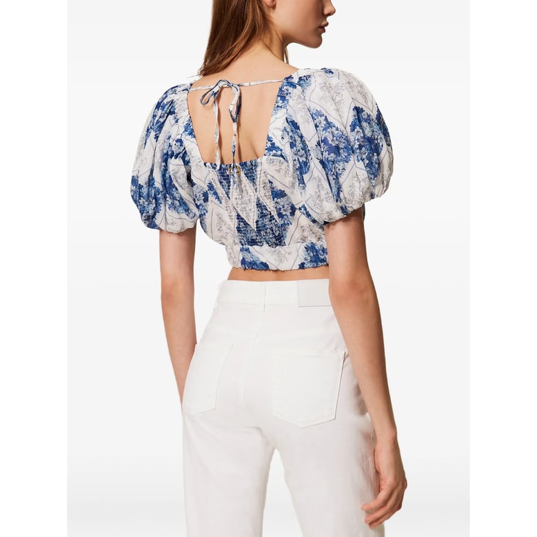 shirt floral print white/blue by Selfnex