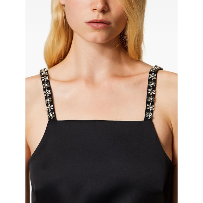 dress with rhinestone straps black by Selfnex