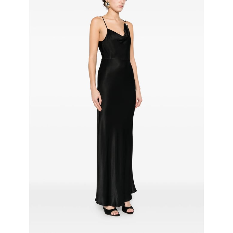 asymmetric strap dress with bead detail black by Selfnex