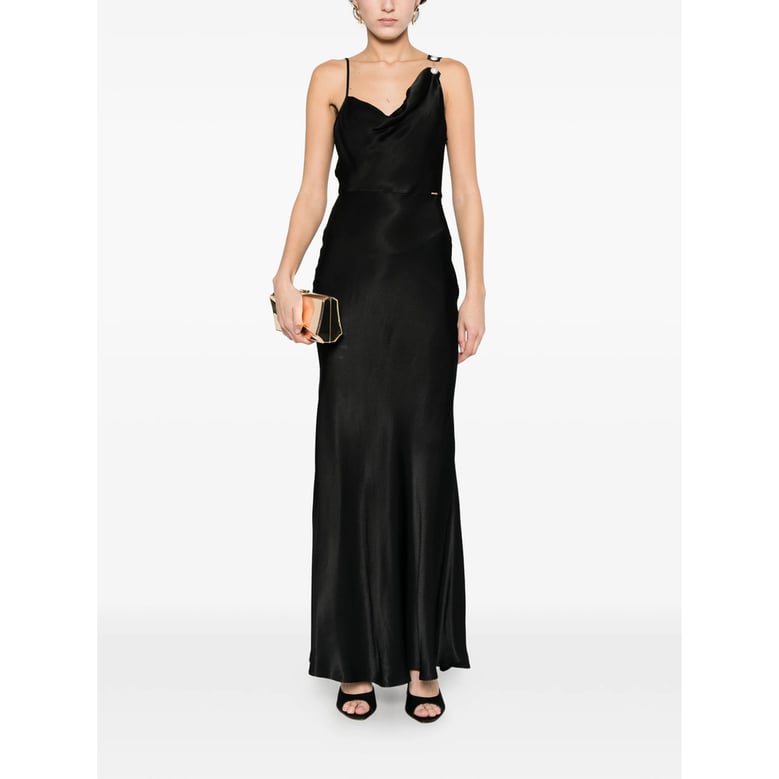 asymmetric strap dress with bead detail black by Selfnex