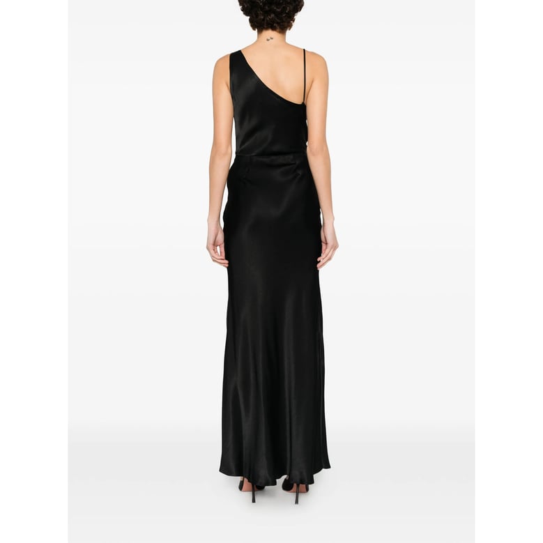 asymmetric strap dress with bead detail black by Selfnex