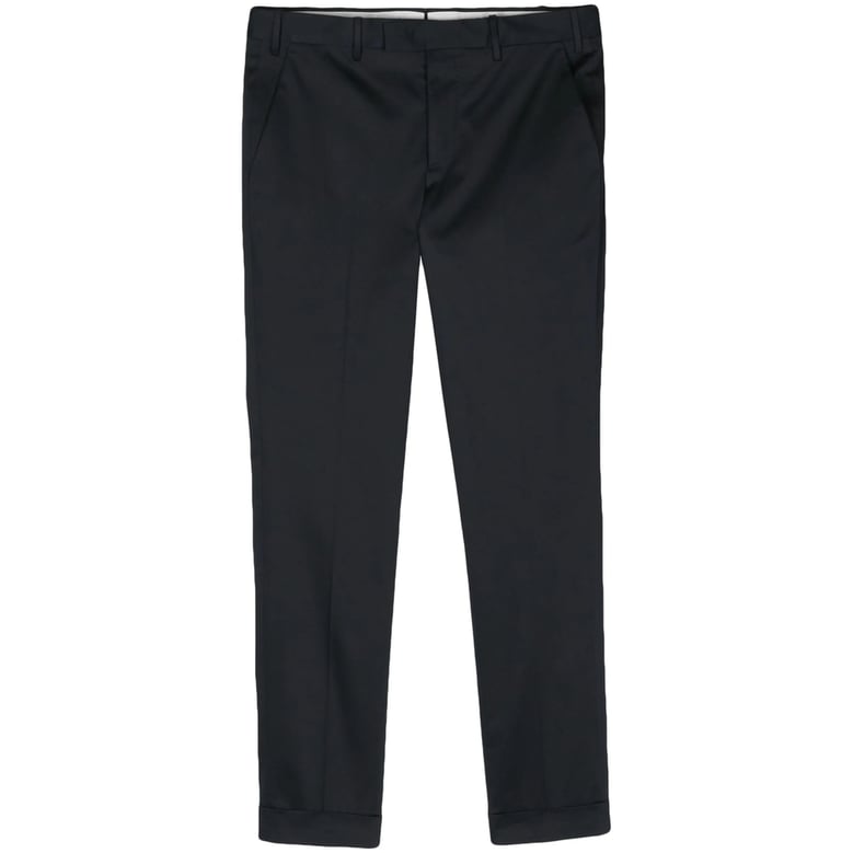 navy blue cotton blend tapered trousers by Selfnex