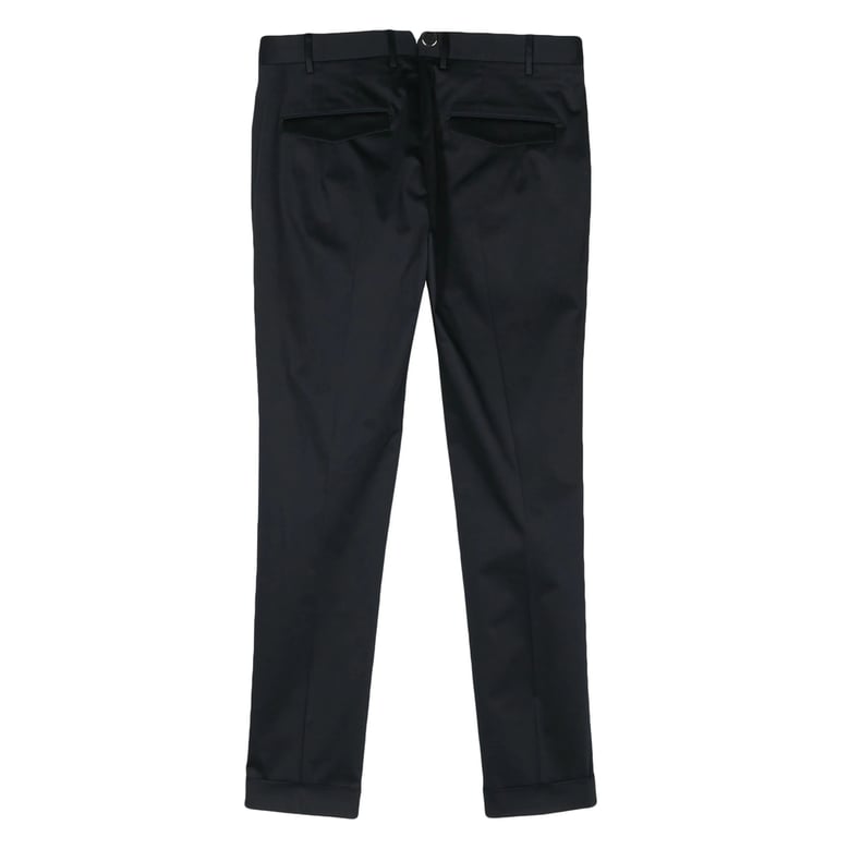 navy blue cotton blend tapered trousers by Selfnex