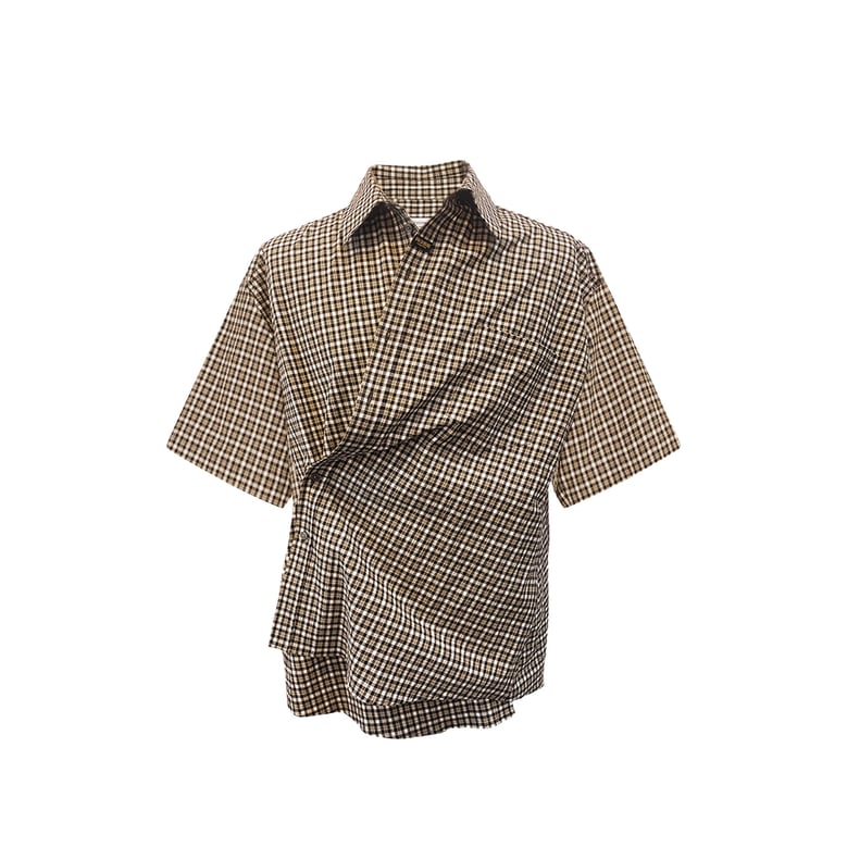 shirt short-sleeve checked green/black by Selfnex
