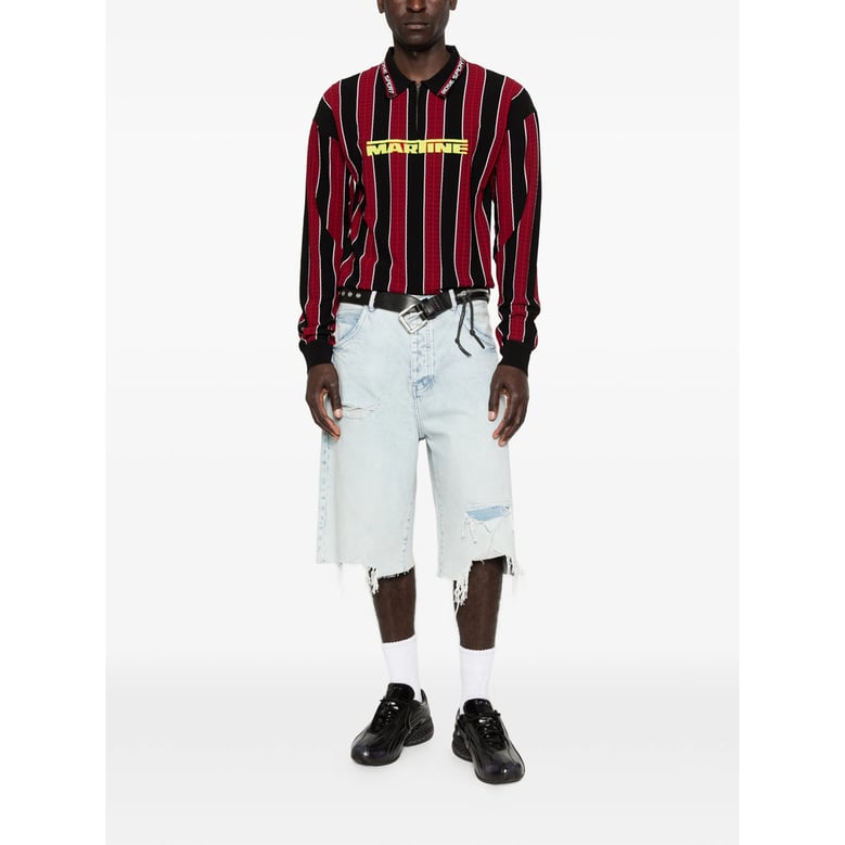 zip-front sweater black/red by Selfnex
