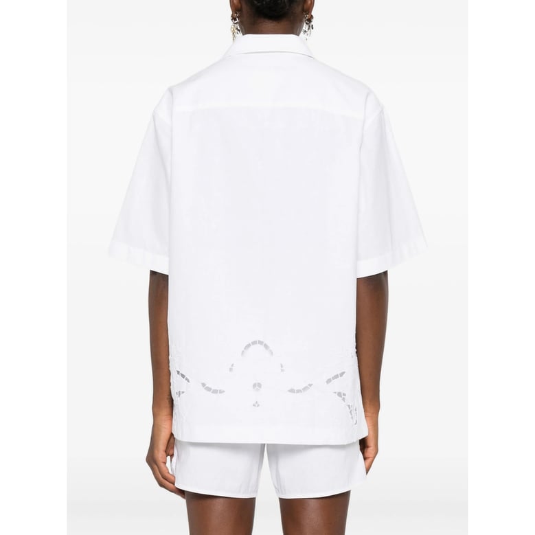 shirt cotton lace-insert white by Selfnex
