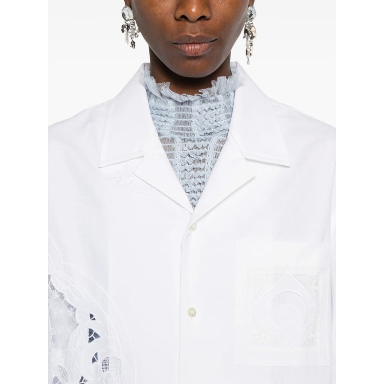 shirt cotton lace-insert white by Selfnex
