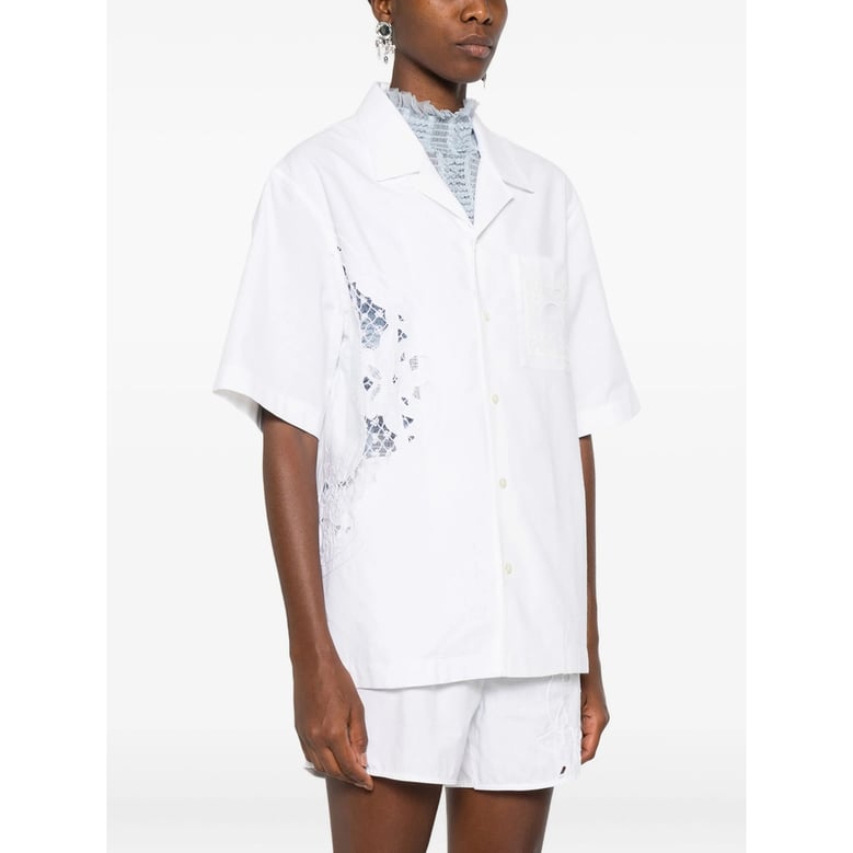 shirt cotton lace-insert white by Selfnex
