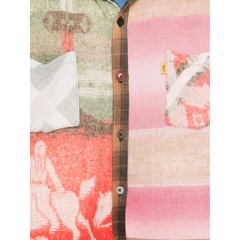 check pattern shirt with patch pockets by Selfnex