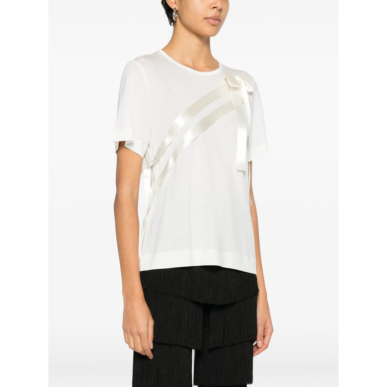 sash bow t-shirt with round neck by Selfnex