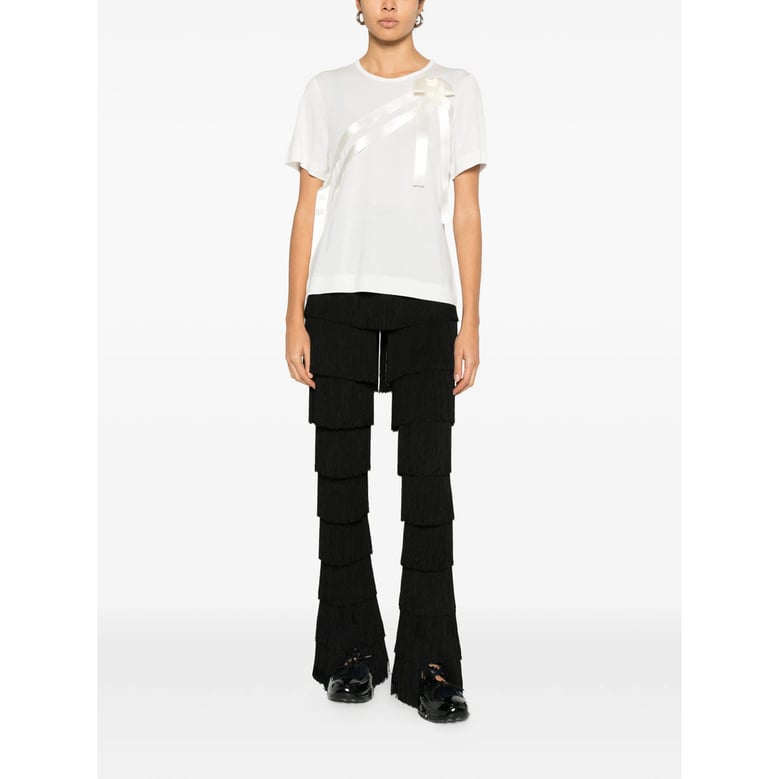 sash bow t-shirt with round neck by Selfnex
