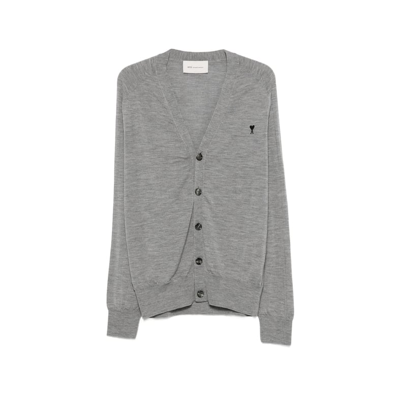 grey v-neck button-up sweater by Selfnex