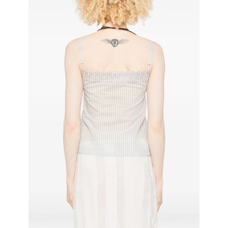 top sleeveless square neck white/blue by Selfnex