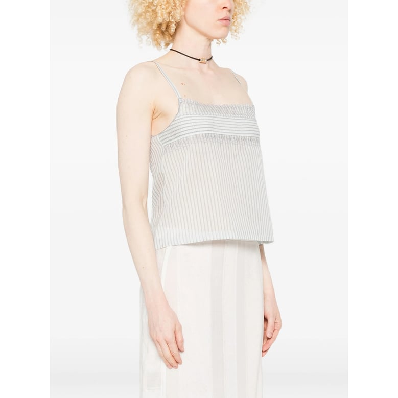 top sleeveless square neck white/blue by Selfnex