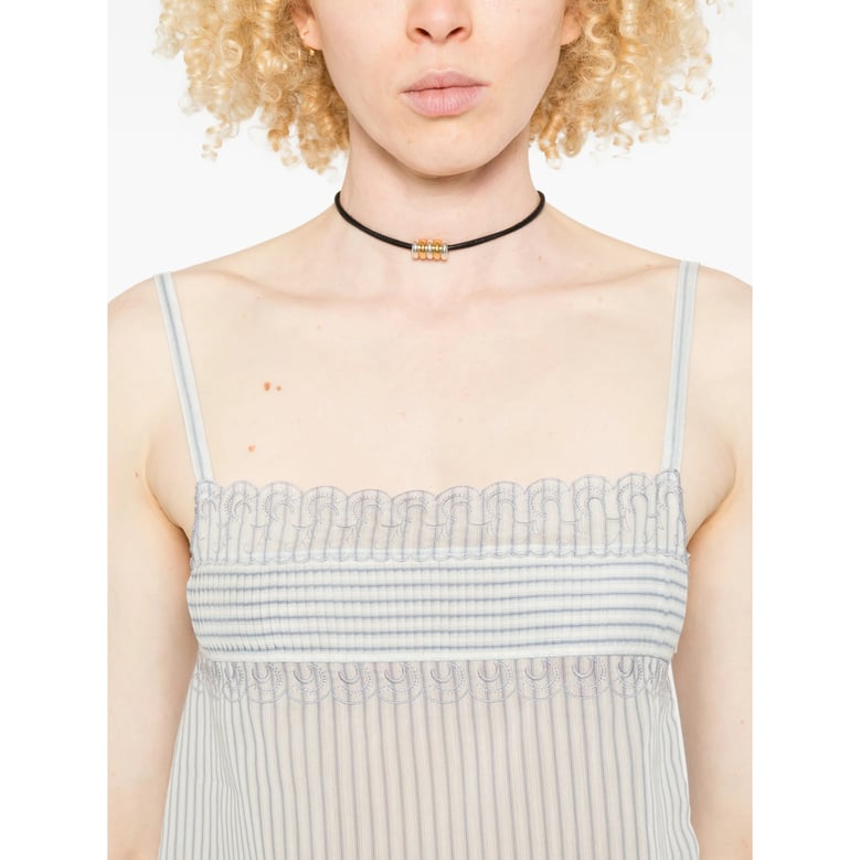 top sleeveless square neck white/blue by Selfnex