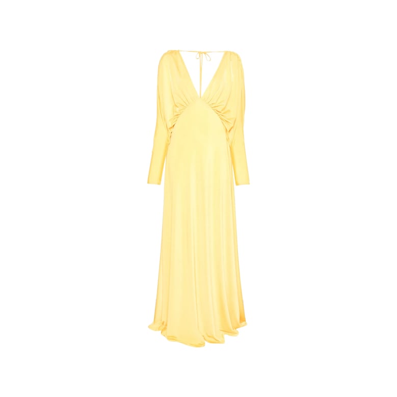 v-neck yellow dress with long sleeves by Selfnex
