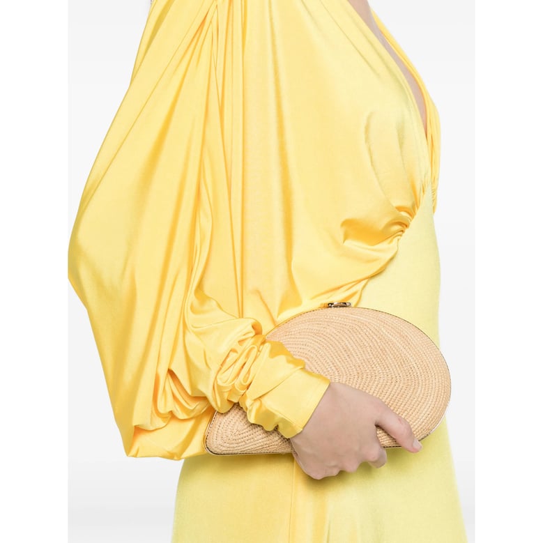 v-neck yellow dress with long sleeves by Selfnex