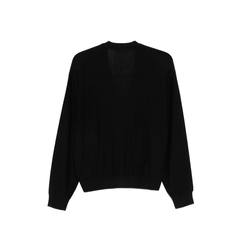 black v-neck sweater with button fastening by Selfnex