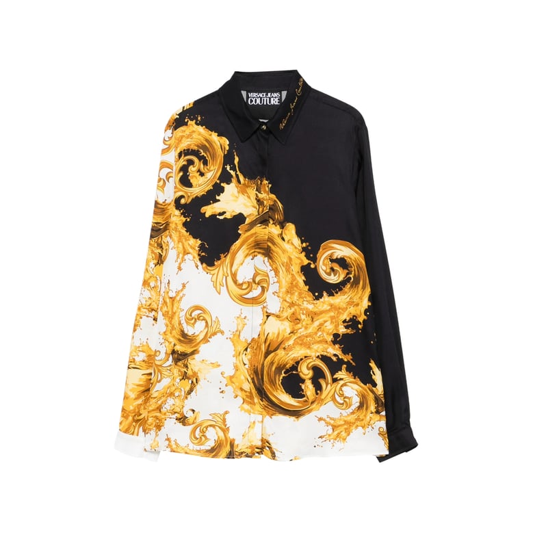 baroque print shirt with point collar by Selfnex
