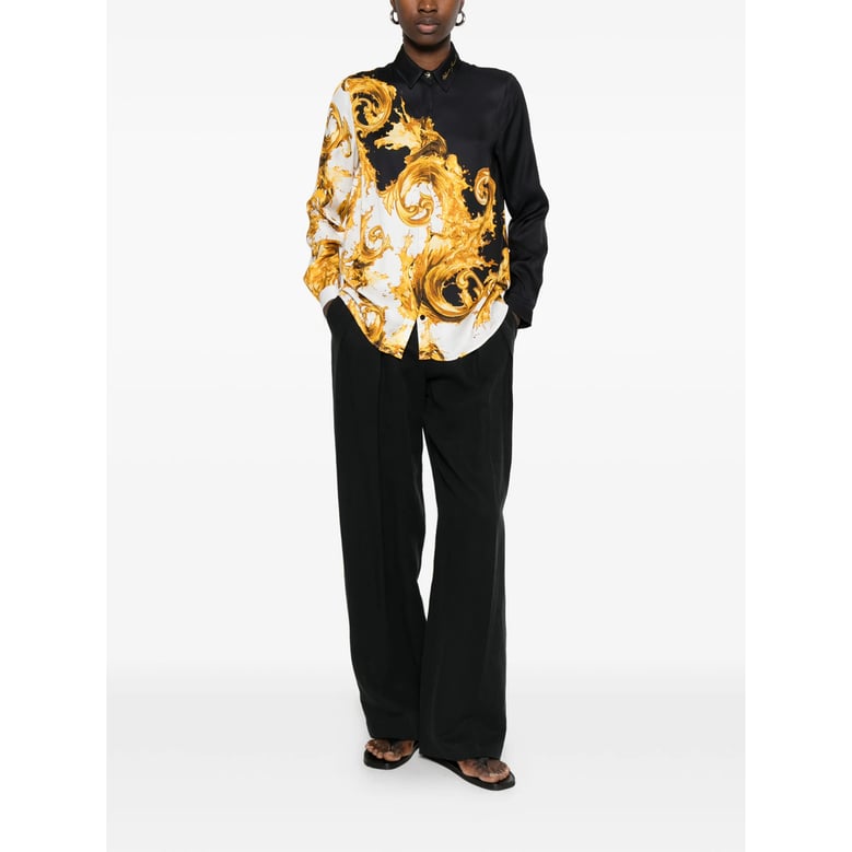 baroque print shirt with point collar by Selfnex