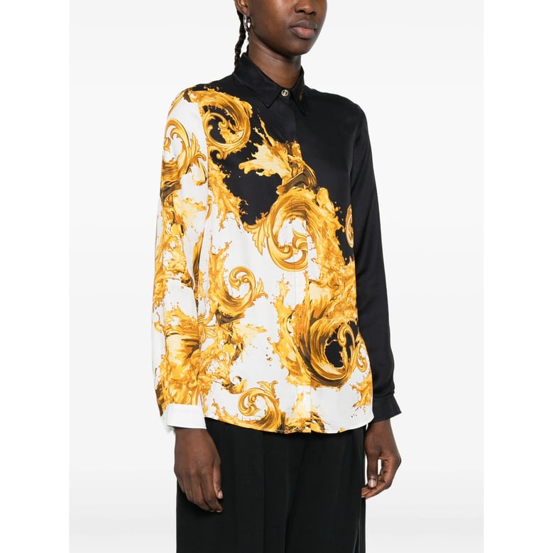 baroque print shirt with point collar by Selfnex