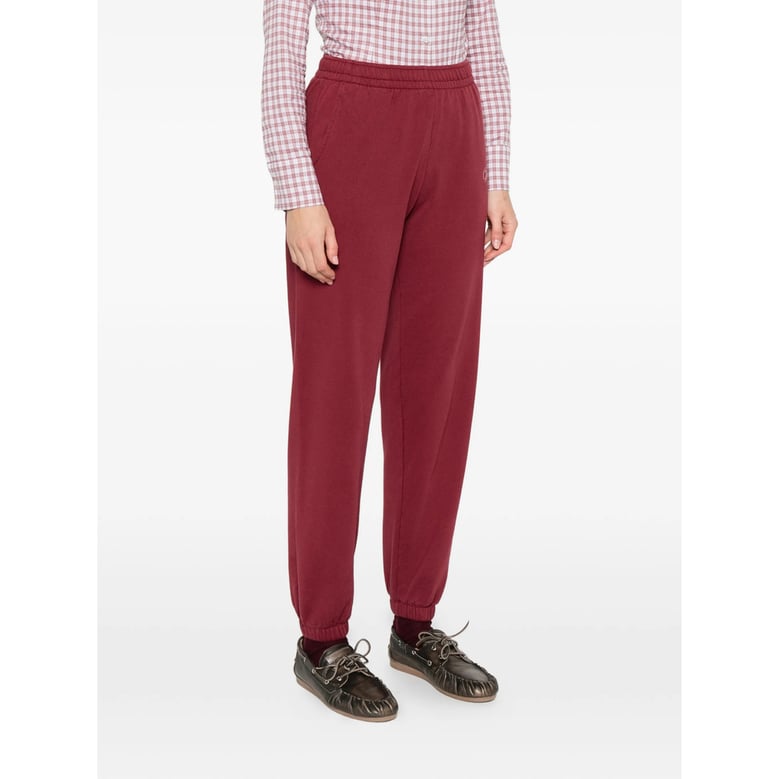 wine red track pants with logo detail by Selfnex