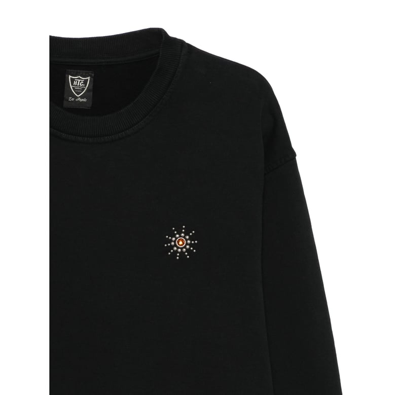 crew neck sweater black cotton by Selfnex