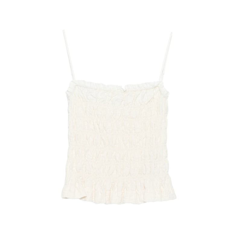 shirt top beige ruffled edge cropped by Selfnex