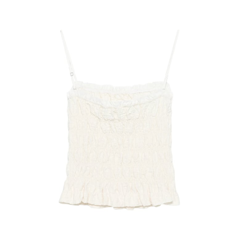 shirt top beige ruffled edge cropped by Selfnex