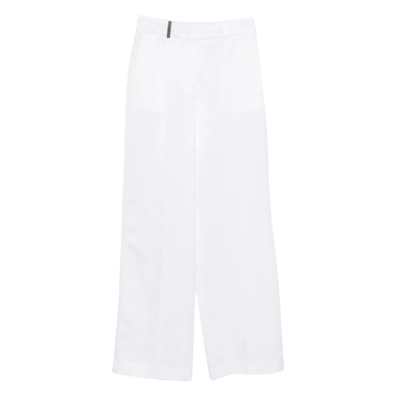 natural white straight leg trousers by Selfnex