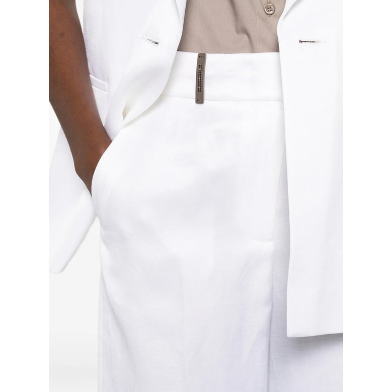 natural white straight leg trousers by Selfnex