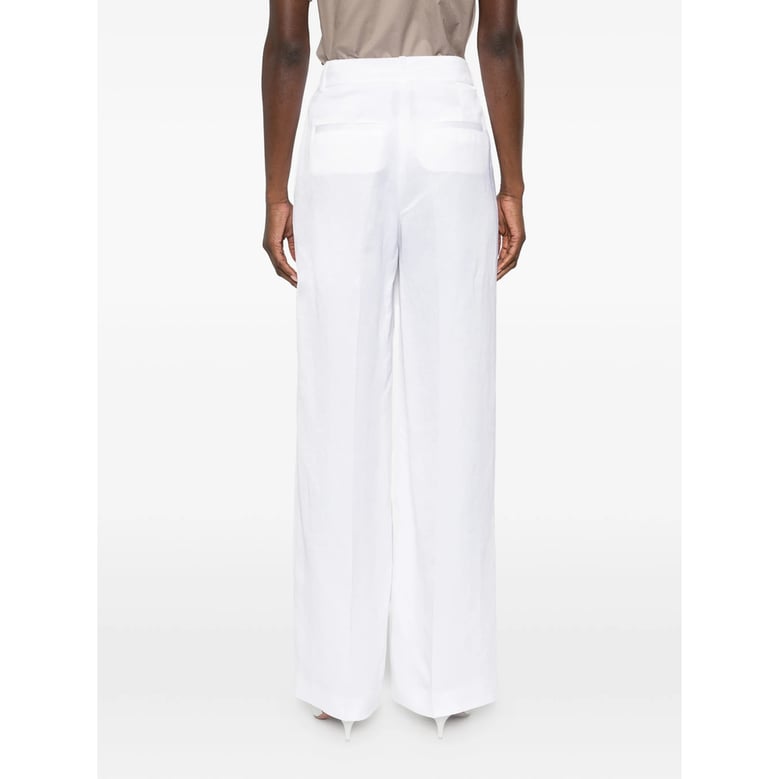 natural white straight leg trousers by Selfnex
