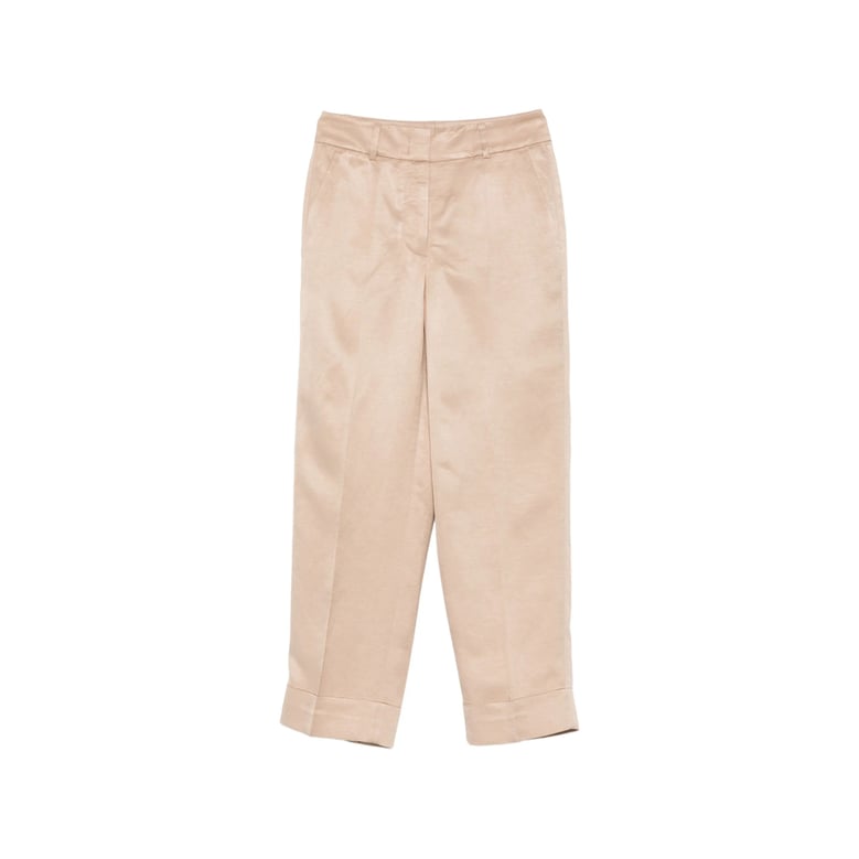 beige cuffed hem trousers by Selfnex