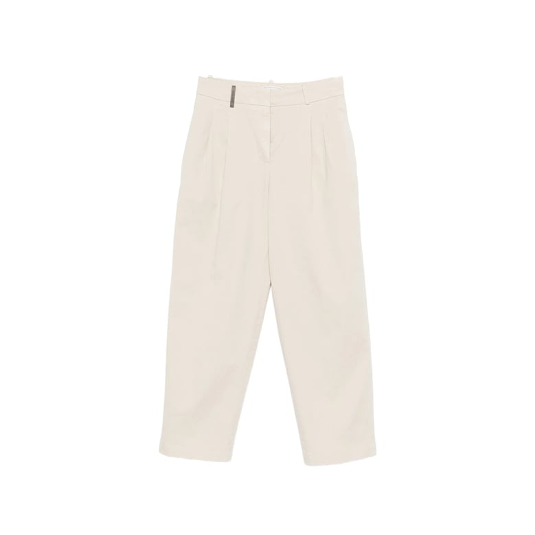 cream front pleats trousers by Selfnex