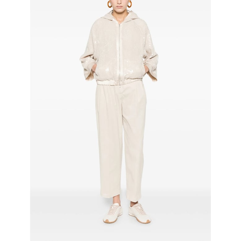 cream front pleats trousers by Selfnex