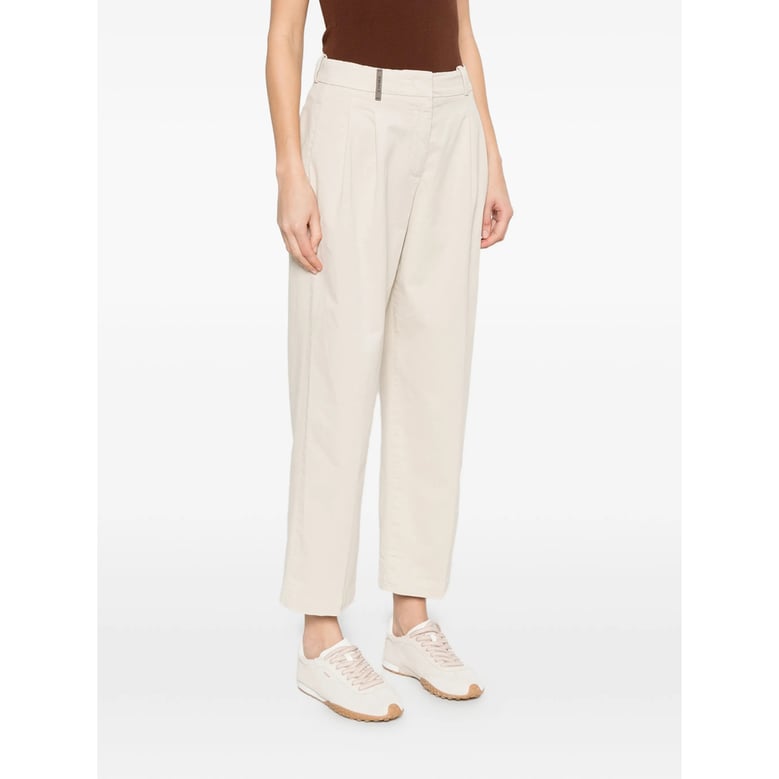 cream front pleats trousers by Selfnex