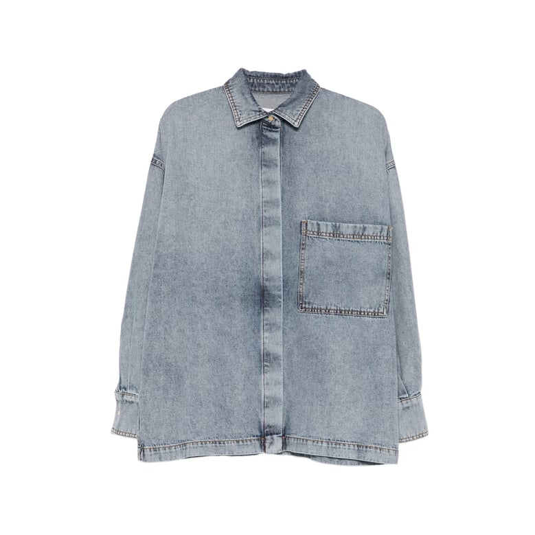 blue button-up long sleeve shirt by Selfnex