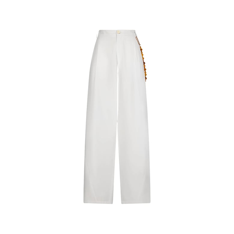 wide leg trousers with beaded detailing by Selfnex