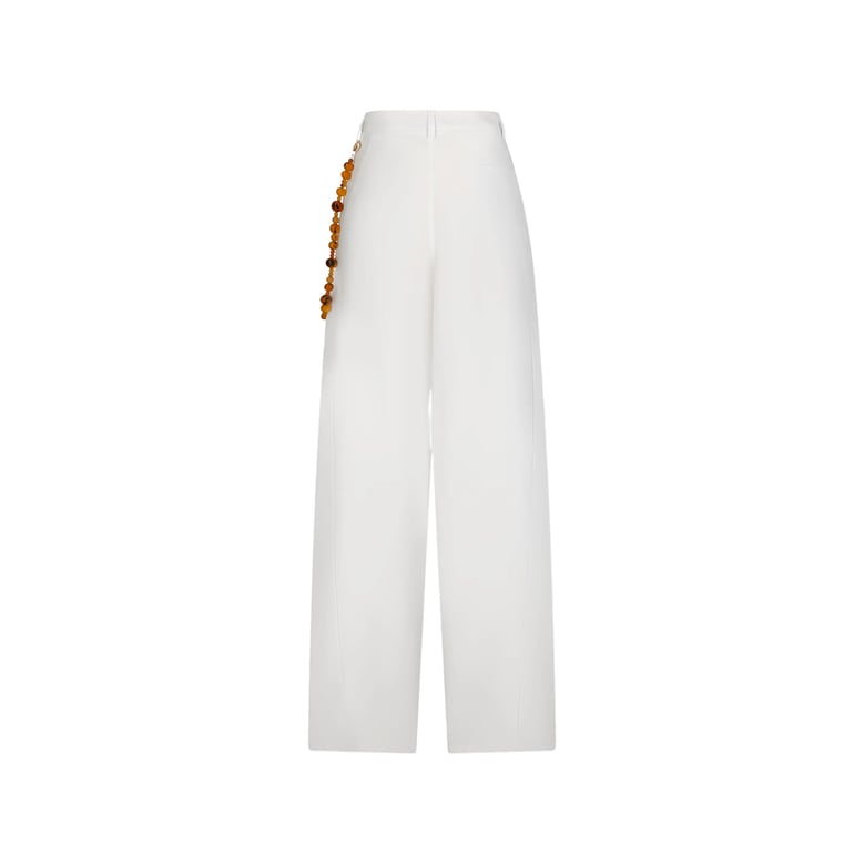 wide leg trousers with beaded detailing by Selfnex