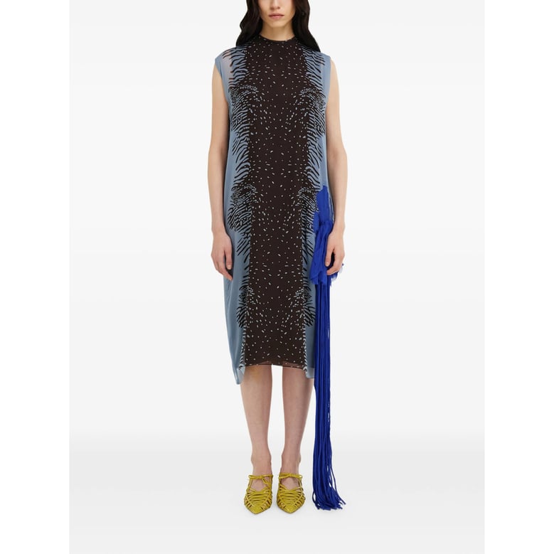 sleeveless slip dress brown/blue by Selfnex