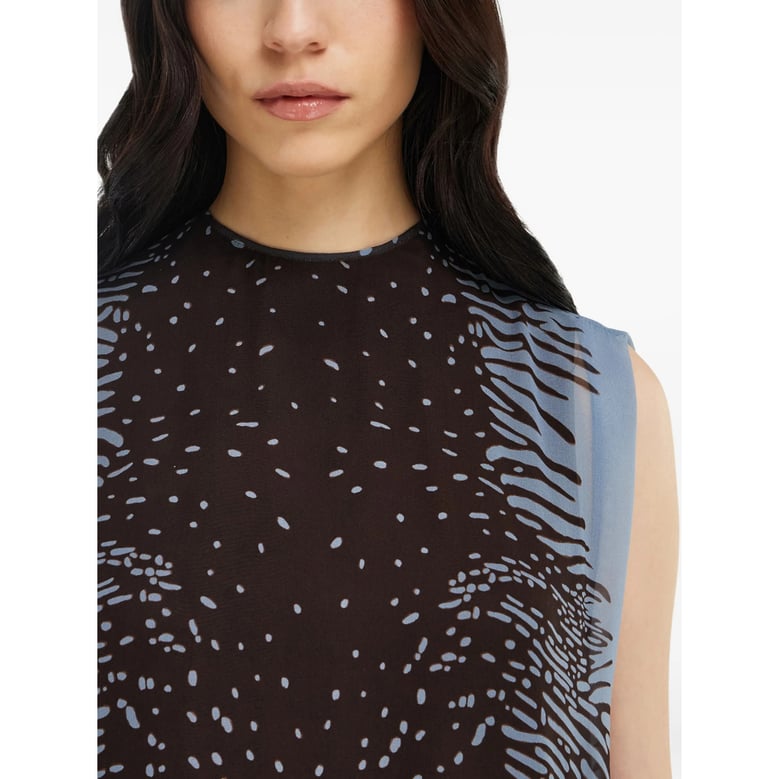sleeveless slip dress brown/blue by Selfnex