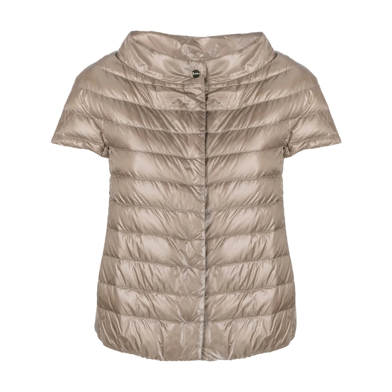 brown quilted puffer jacket by Selfnex