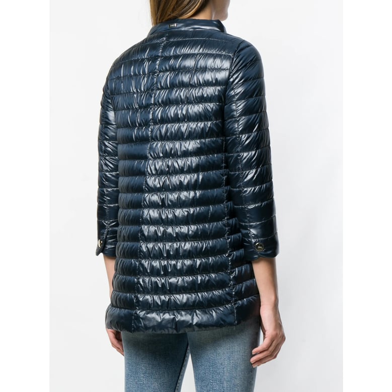 blue funnel neck padded jacket by Selfnex