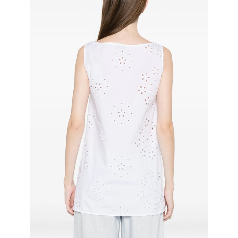 sleeveless square-neck cotton top white by Selfnex